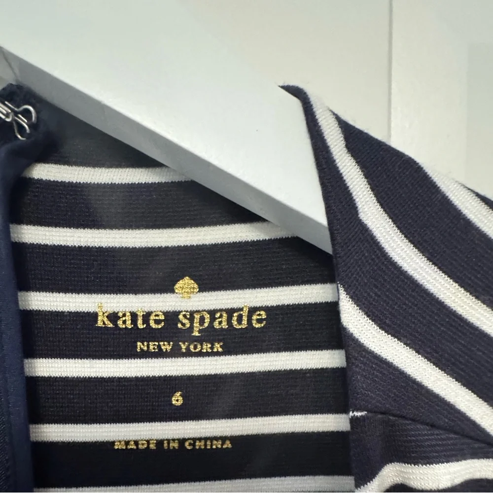 Kate Spade‎ Broome Street Stripe Ponte Fit and Flare Navy and White Dress Sz:6